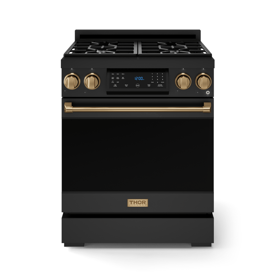 30 Inch Professional Gas Range with Tilt Panel Touch Control in Matte Black/Bronze | Gordon Ramsay Series - RSG30B-BRZ