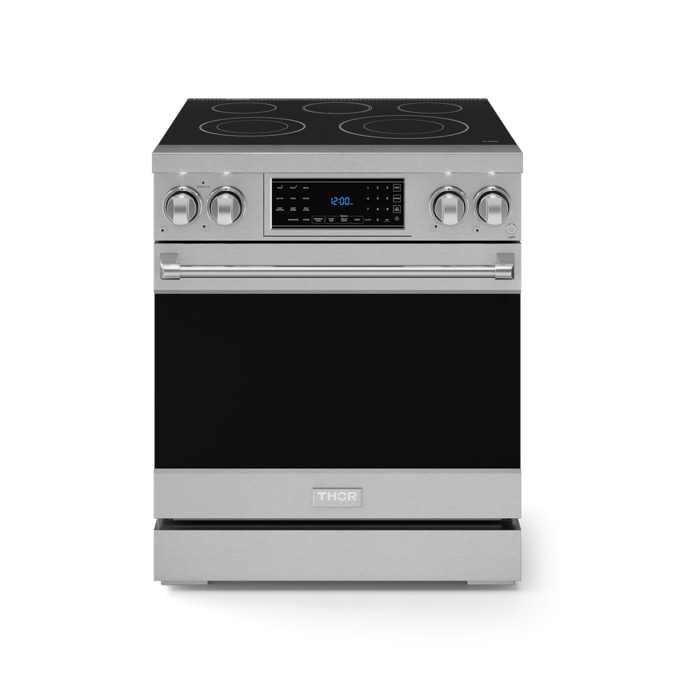 Gordon Ramsay by Thor Electric Range 30-Inch, 4.55 cu. ft ., Professional with Touch Control, Tilt Panel, Self-Clean and Air Fry in Stainless Steel, RSE30, Front Closed