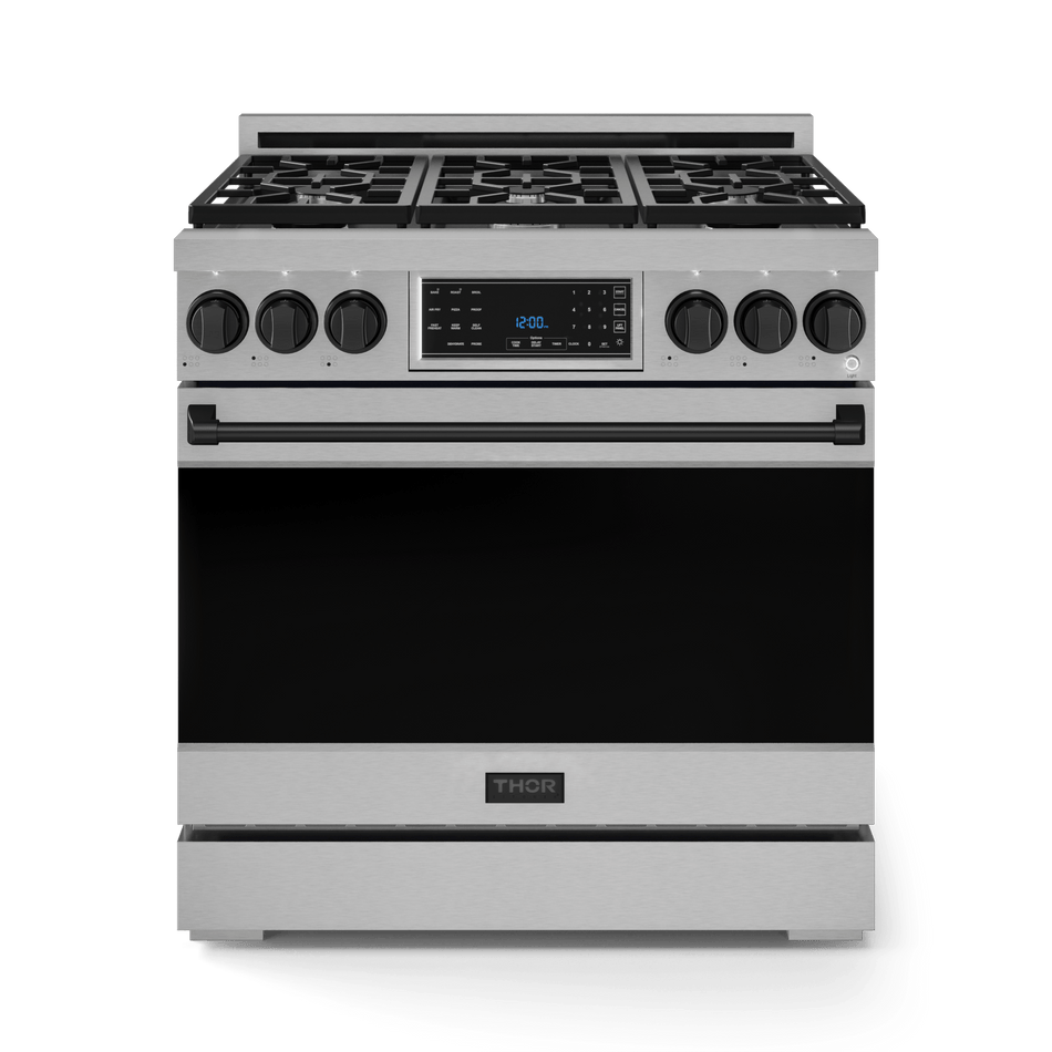 36 Inch Professional Gas Range with Tilt Panel Touch Control in Stainless Steel/Black | Gordon Ramsay Series – RSG36-BLK