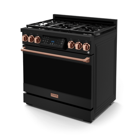 36 Inch Professional Gas Range with Tilt Panel Touch Control in Black/Rose Gold | Gordon Ramsay Series - RSG36B-RSG