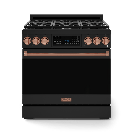 36 Inch Professional Gas Range with Tilt Panel Touch Control in Black/Rose Gold | Gordon Ramsay Series - RSG36B-RSG