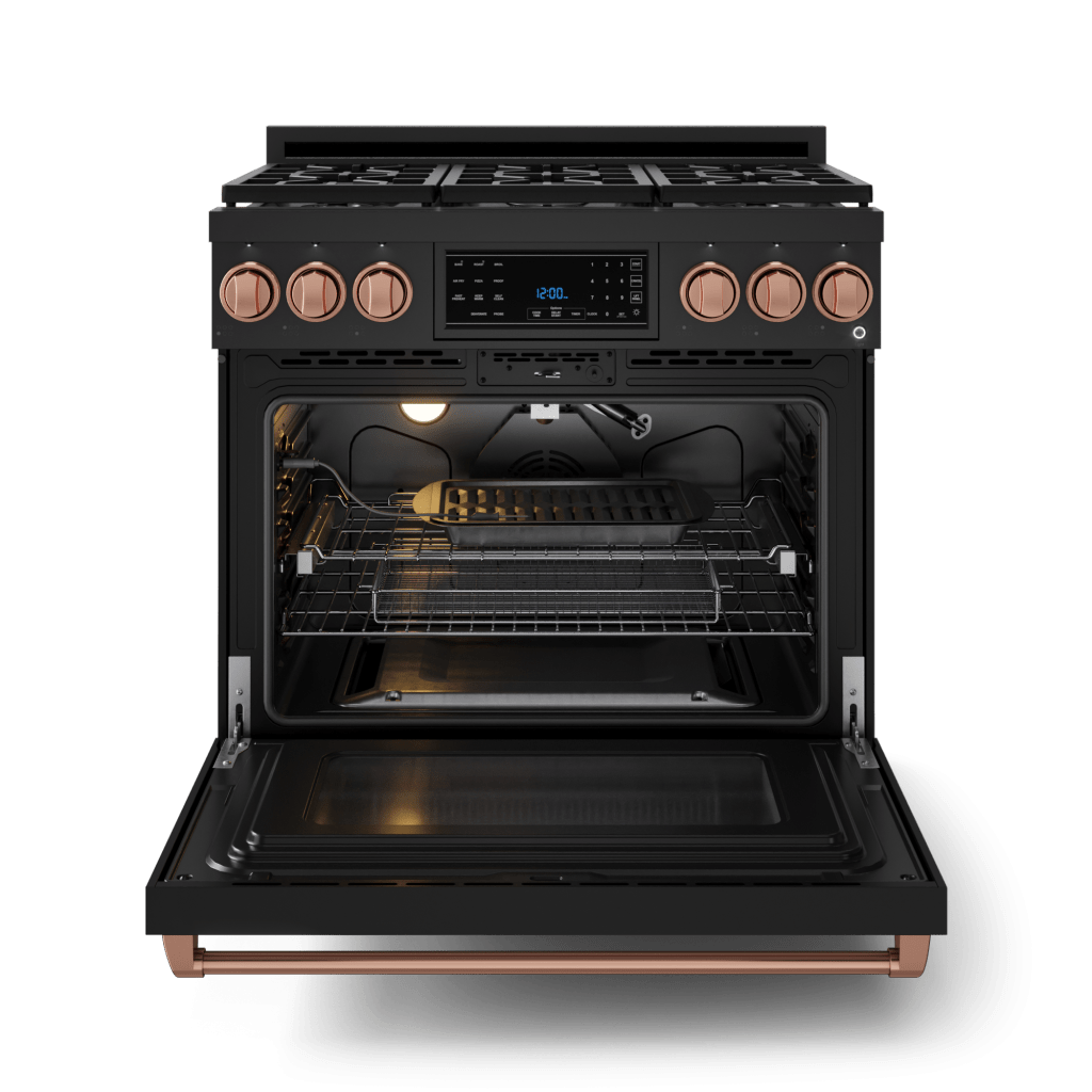 36 Inch Professional Gas Range with Tilt Panel Touch Control in Black/Rose Gold | Gordon Ramsay Series - RSG36B-RSG