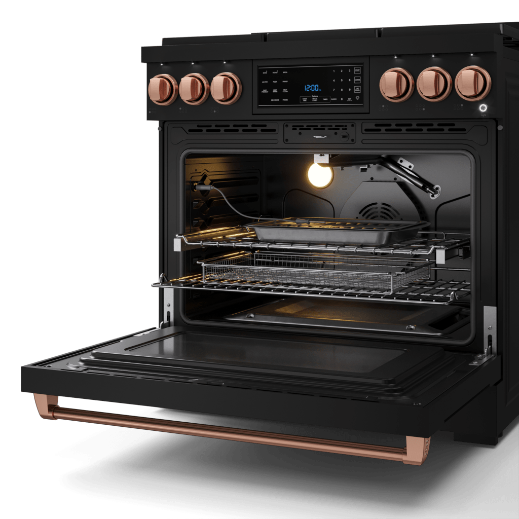 36 Inch Professional Gas Range with Tilt Panel Touch Control in Black/Rose Gold | Gordon Ramsay Series - RSG36B-RSG