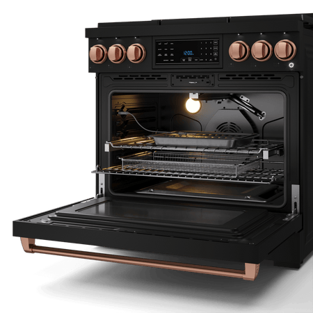 36 Inch Professional Gas Range with Tilt Panel Touch Control in Black/Rose Gold | Gordon Ramsay Series - RSG36B-RSG