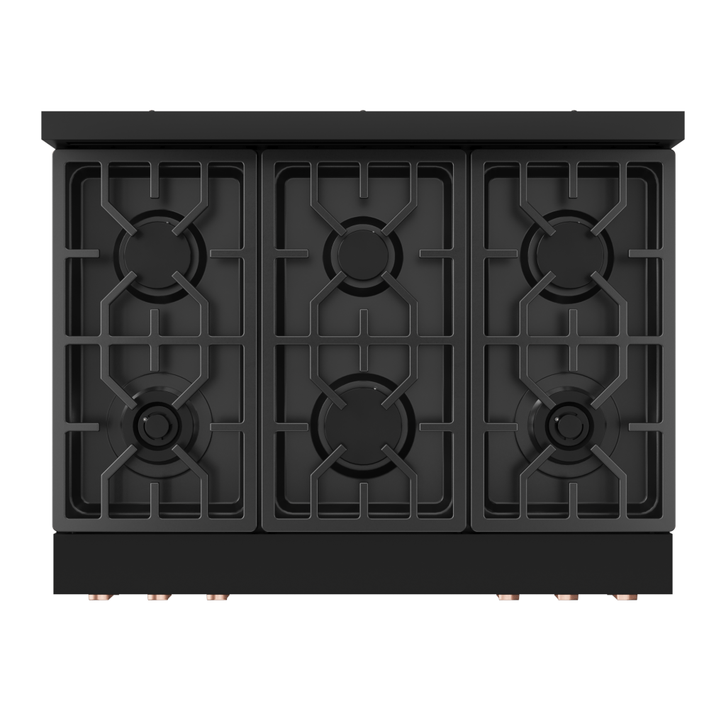 36 Inch Professional Gas Range with Tilt Panel Touch Control in Black/Rose Gold | Gordon Ramsay Series - RSG36B-RSG
