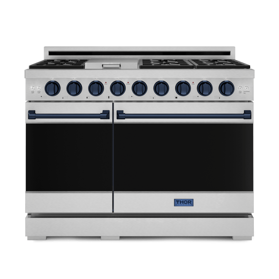 48-Inch Stainless Steel/Blue Pro-Style LP Range | Gordon Ramsay Collection by THOR Kitchen (RSG48ELP-BLU)
