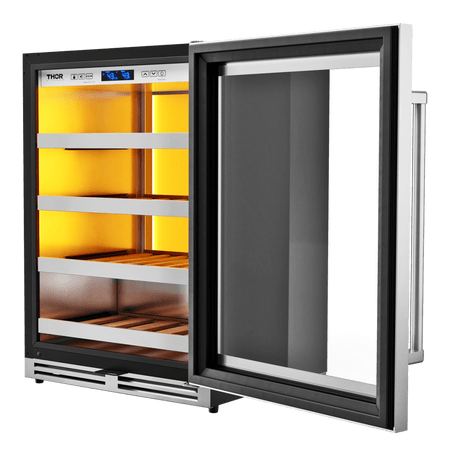 Thor Wine Cooler 24-Inch Single Zone Wine Cooler, 45 Wine Bottle Capacity – Model TWC24UL, right open
