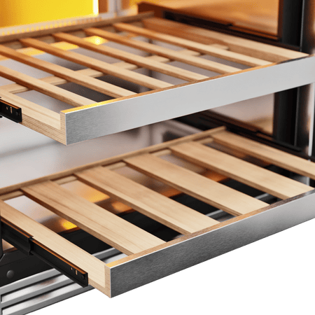 Thor Kitchen 24-Inch Single Zone Wine Cooler, 45 Wine Bottle Capacity – Model TWC24UL, close up left open