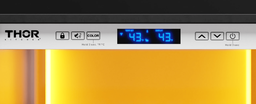 Thor wine cooler 24-Inch Single Zone Wine Cooler, Left Swing, 45 Wine Bottle Capacity – Model TWC24UL-LH, controls