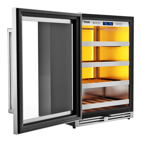 Thor wine cooler 24-Inch Single Zone Wine Cooler, Left Swing, 45 Wine Bottle Capacity – Model TWC24UL-LH, left open