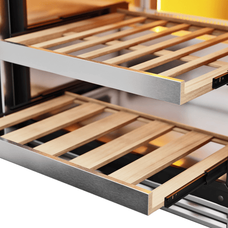 Thor wine cooler 24-Inch Single Zone Wine Cooler, Left Swing, 45 Wine Bottle Capacity – Model TWC24UL-LH, right open close up