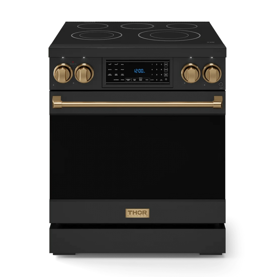 Gordon Ramsay by Thor Kitchen 30-Inch Professional Electric Range (LRG3001U) – High-performance burners, built-in air fry, self-cleaning oven, true convection, and radiant heating for precision cooking, front side closed view