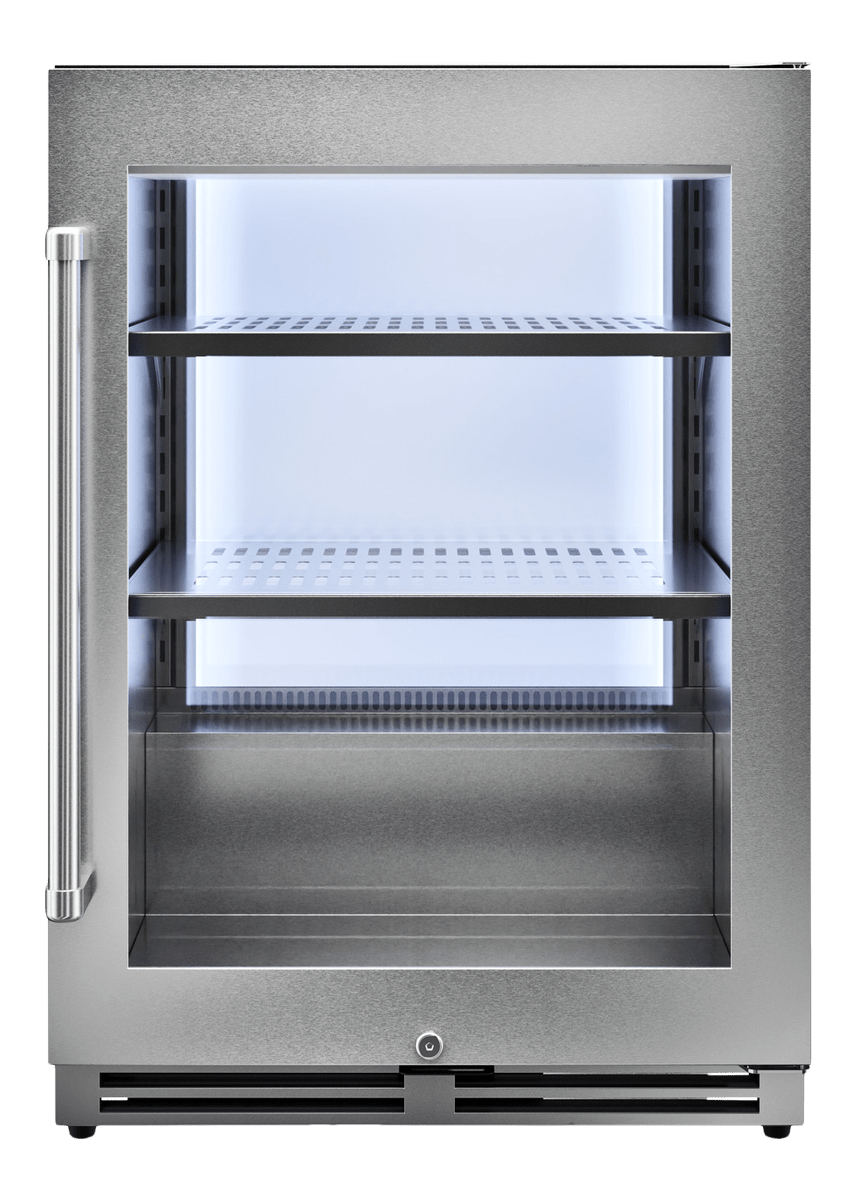 Thor Beverage Cooler 24-Inch with 140-can capacity, triple-pane glass door, digital temperature control, LED lighting & stainless steel finish for home bars