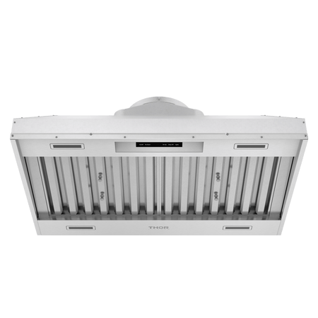 Thor Range Hood 36-Inch Liner Wall Mount Range Hood in Stainless Steel with powerful airflow, quiet operation, and commercial-grade baffle filters – XLH36