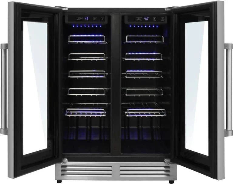 Thor Wine Cooler 24-Inch, 42 Bottle Dual Zone, Built-in or Freestanding, Stainless Steel – TWC2402, perfect for wine storage and preservation, front open