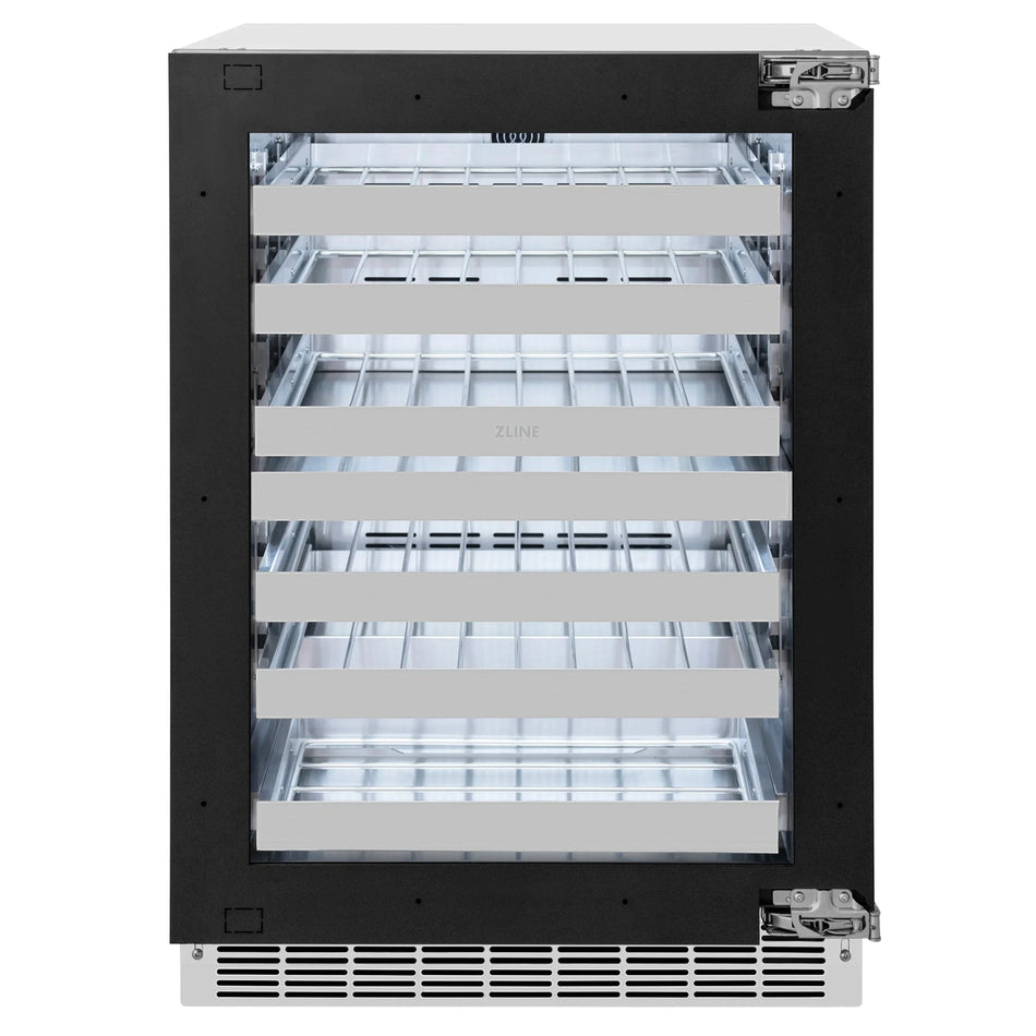 ZLINE 24 in. Touchstone Dual Zone 44 Bottle Wine Cooler With Panel Ready Glass Door, RWDPO-24