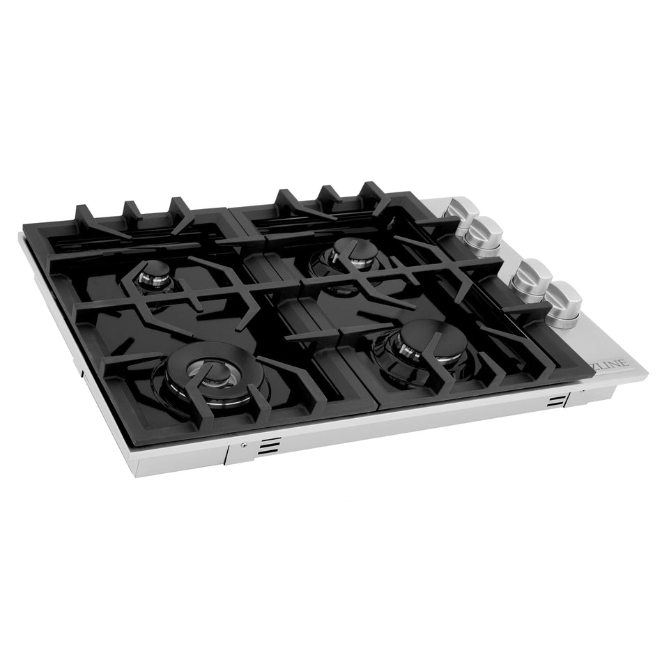 ZLINE 30" Gas Cooktop with 4 Gas Burners and Black Porcelain Top