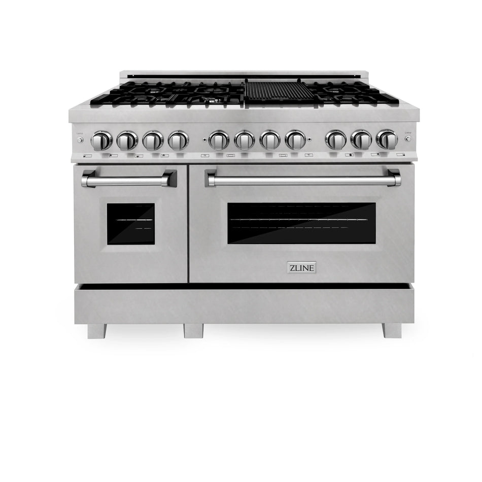 ZLINE 48 in. Professional Gas Burner/Electric Oven in DuraSnow® Stainless with 6.0 cu.ft. Oven, RAS-SN-48