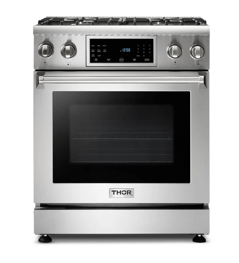 Thor Kitchen 30 In. 4.6 cu. ft. Self-Clean Gas Range in Stainless Steel with Front Touch Control, TRG3001