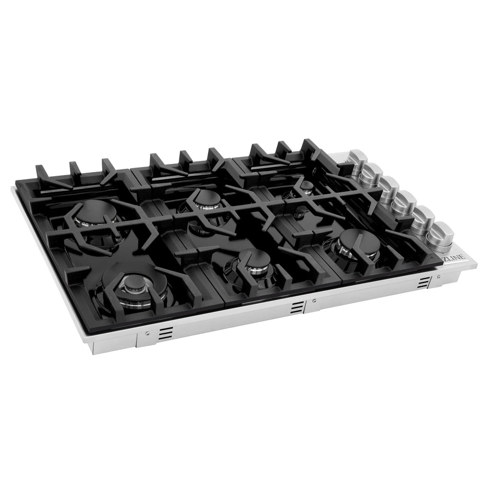 ZLINE 36" Gas Cooktop with 6 Gas Burners and Black Porcelain Top