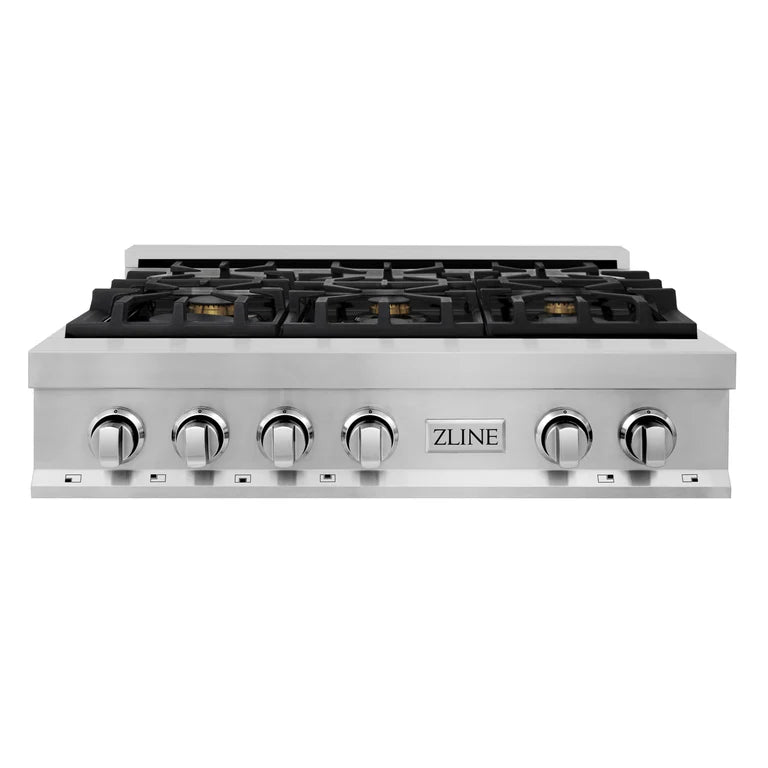 ZLINE 36 in. Rangetop with 6 Gas Brass Burners, RT-BR-36