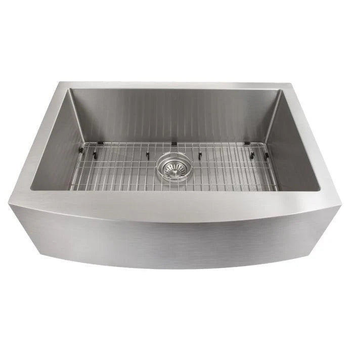 ZLINE 33 in. Vail Farmhouse Apron Mount Single Bowl Stainless Steel Kitchen Sink with Bottom Grid, SAS-33