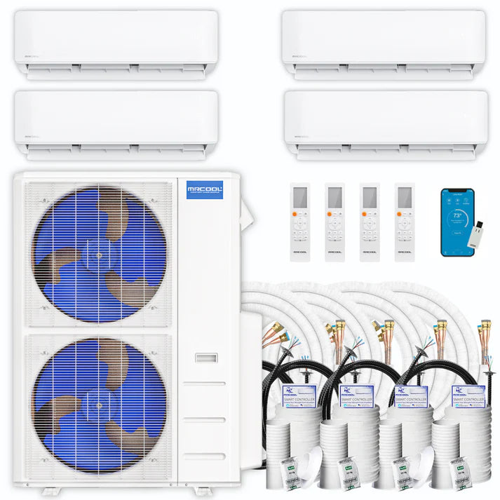 MRCOOL DIY Mini Split - 42,000 BTU 4 Zone Ductless Air Conditioner and Heat Pump with 25 ft. Install Kit, DIYM448HPW02C84