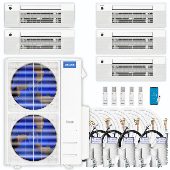 MRCOOL DIY Mini Split - 45,000 BTU 5 Zone Ceiling Cassette Ductless Air Conditioner and Heat Pump with 16/ 25/ 35 ft. Install Kit