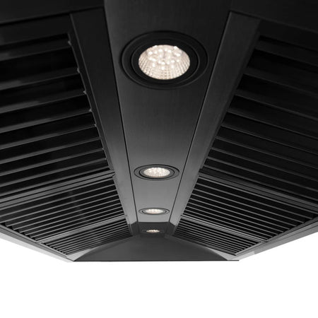 LED cooktop lighting built into ZLINE BS655Z-48-CB wall mount range hood