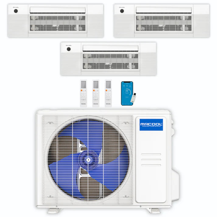 MRCOOL DIY Mini Split - 30,000 BTU 3 Zones Ceiling Cassette Ductless Air Conditioner and Heat Pump, DIY-BC-327HP090912