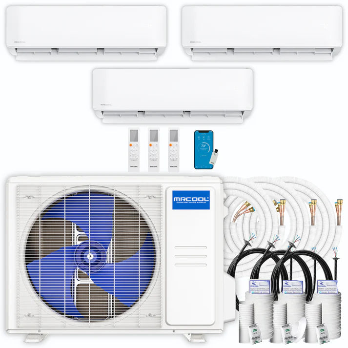 MRCOOL DIY Mini Split - 42,000 BTU 3 Zones Ductless Air Conditioner and Heat Pump with 16/25/35/50 ft. Install Kit