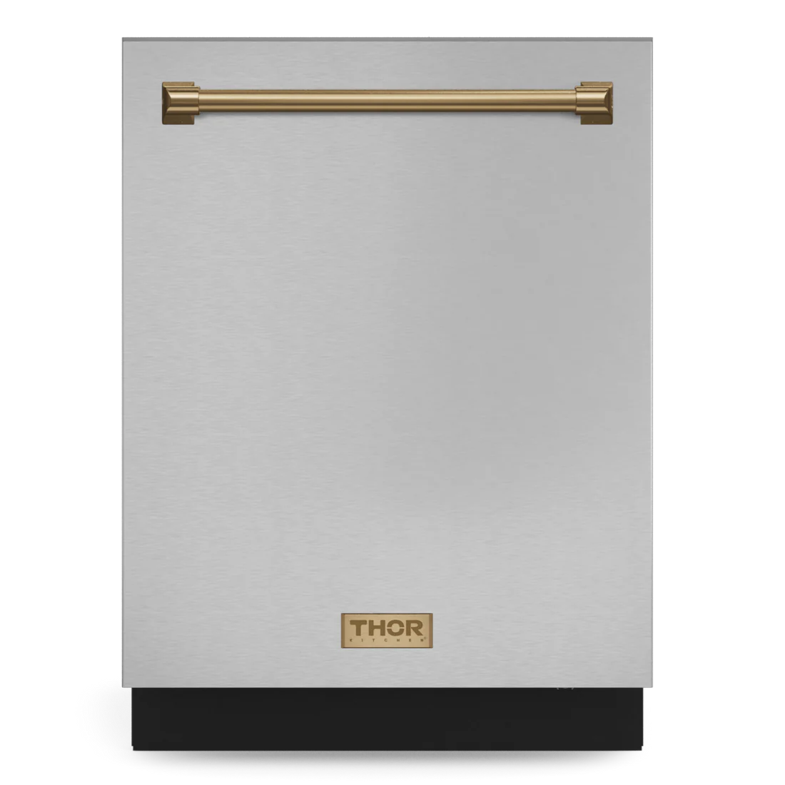 A Gordon Ramsay by Thor dishwasher model DW24X8BA99 in bronze accents shown from the front with the door closed