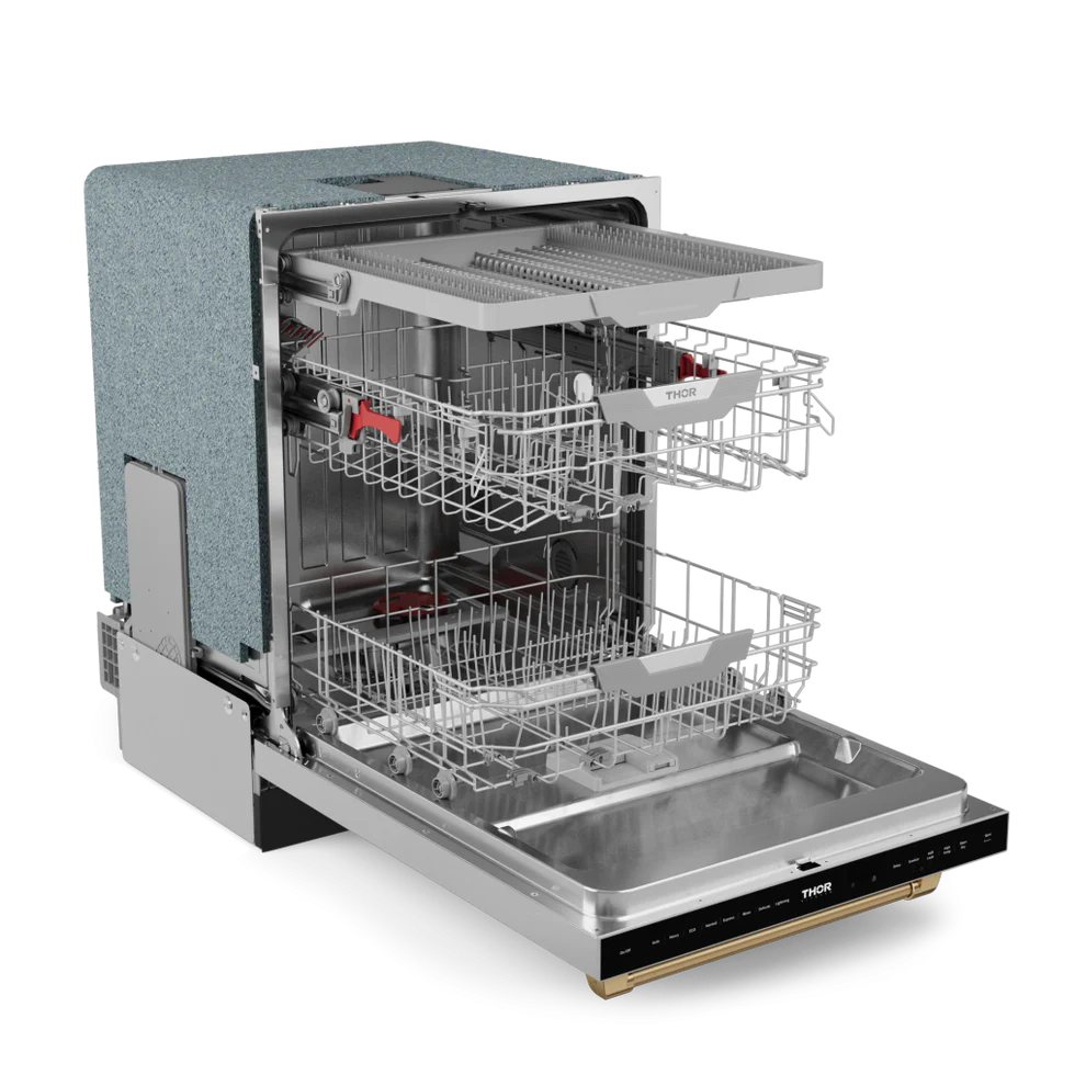 Gordon Ramsay by Thor Dishwasher 24-inch Model DW24X8BA99-BRZ Left Side View with Visible Interior 