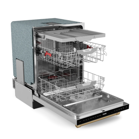 Gordon Ramsay by Thor Dishwasher 24-inch Model DW24X8BA99-BRZ Left Side View with Visible Interior 