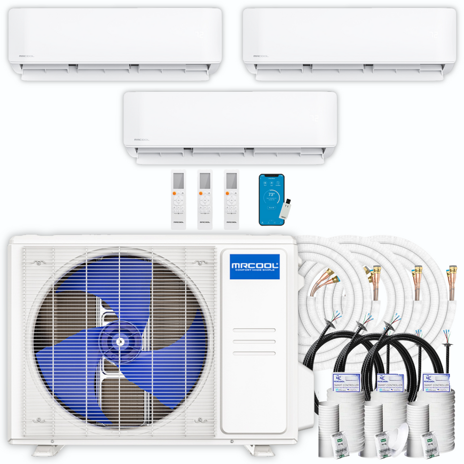 MRCOOL DIY Mini Split - 30,000 BTU 3 Zones Ductless Air Conditioner and Heat Pump with 16, 25, 35, 50 ft. Install Kit