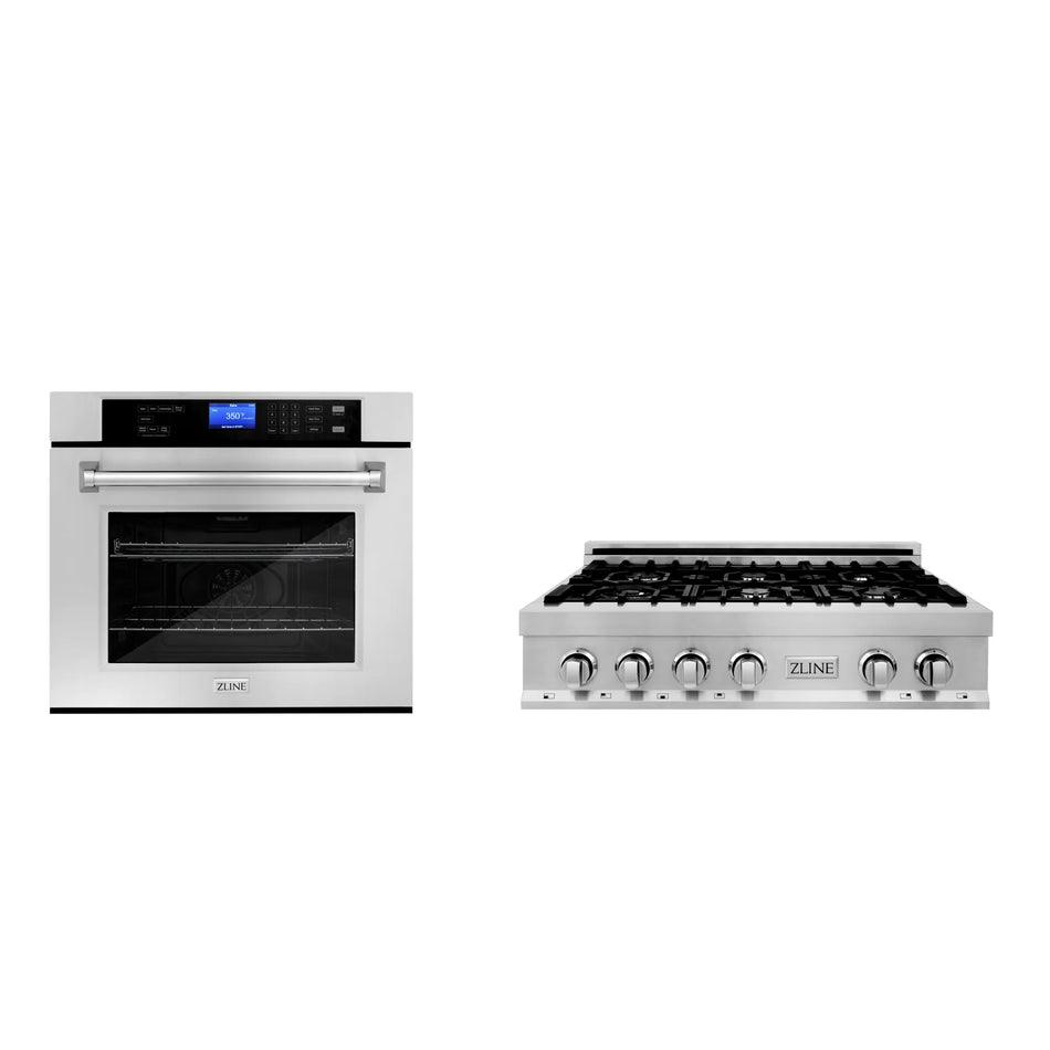 ZLINE 2-Piece Kitchen Package with 36" Stainless Steel Rangetop and 30" Single Wall Oven