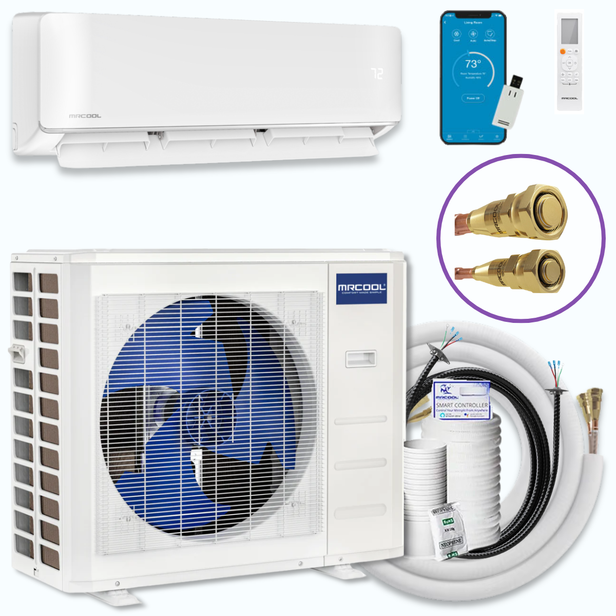MRCOOL DIY® 5th Gen EasyPro® 24,000 BTU Single Zone Mini Split Complete System 230V with 11.5 ft. DIY Quick Connect Line Set, EZPRO-24-HP-23011DE-O