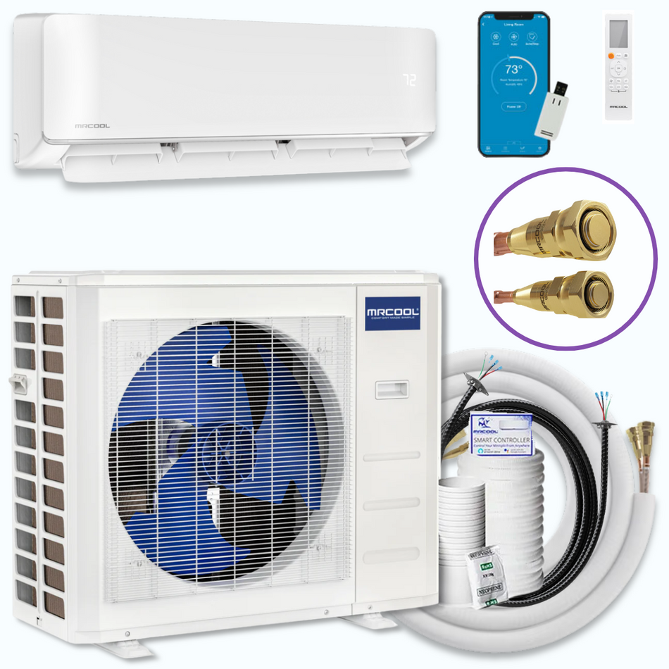 MRCOOL DIY® 5th Gen EasyPro® 18,000 BTU Single Zone Mini Split Complete System 230V with 11.5 ft. DIY Quick Connect Line Set, EZPRO-18-HP-23011DE-O