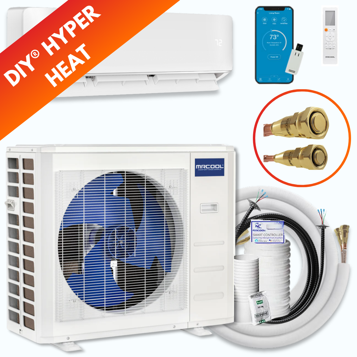 MRCOOL DIY® 5th Gen Hyper Heat 12,000 BTU Single Zone Mini Split System 230V, DIYHH-12-HP-WM-230D25