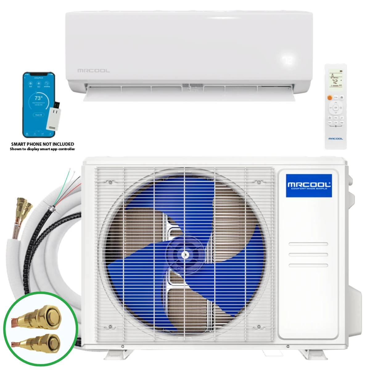 MRCOOL DIY® Select 9,000 BTU Single Zone Mini Split System 115V with 11.5 ft. DIY Quick Connect Line Set, DIYS-09-HP-115A11-O