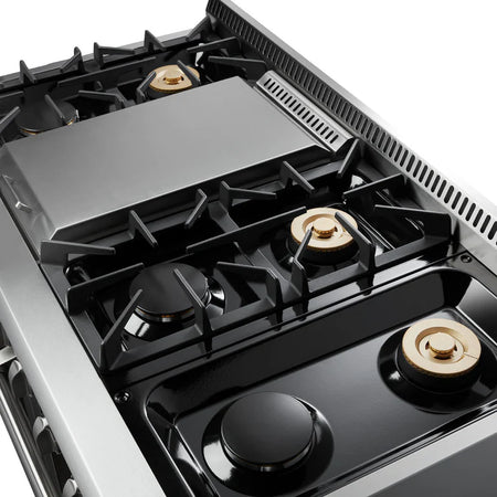 Close-up top view of the Thor Kitchen Range 48-inch, 6.7 cu. ft. Professional Natural Gas Range in Stainless Steel