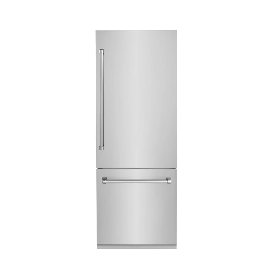 ZLINE 30 In. 16.1 cu. ft. Built-In 2-Door Bottom Freezer Refrigerator with Internal Water and Ice Dispenser in Stainless Steel, RBIV-304-30