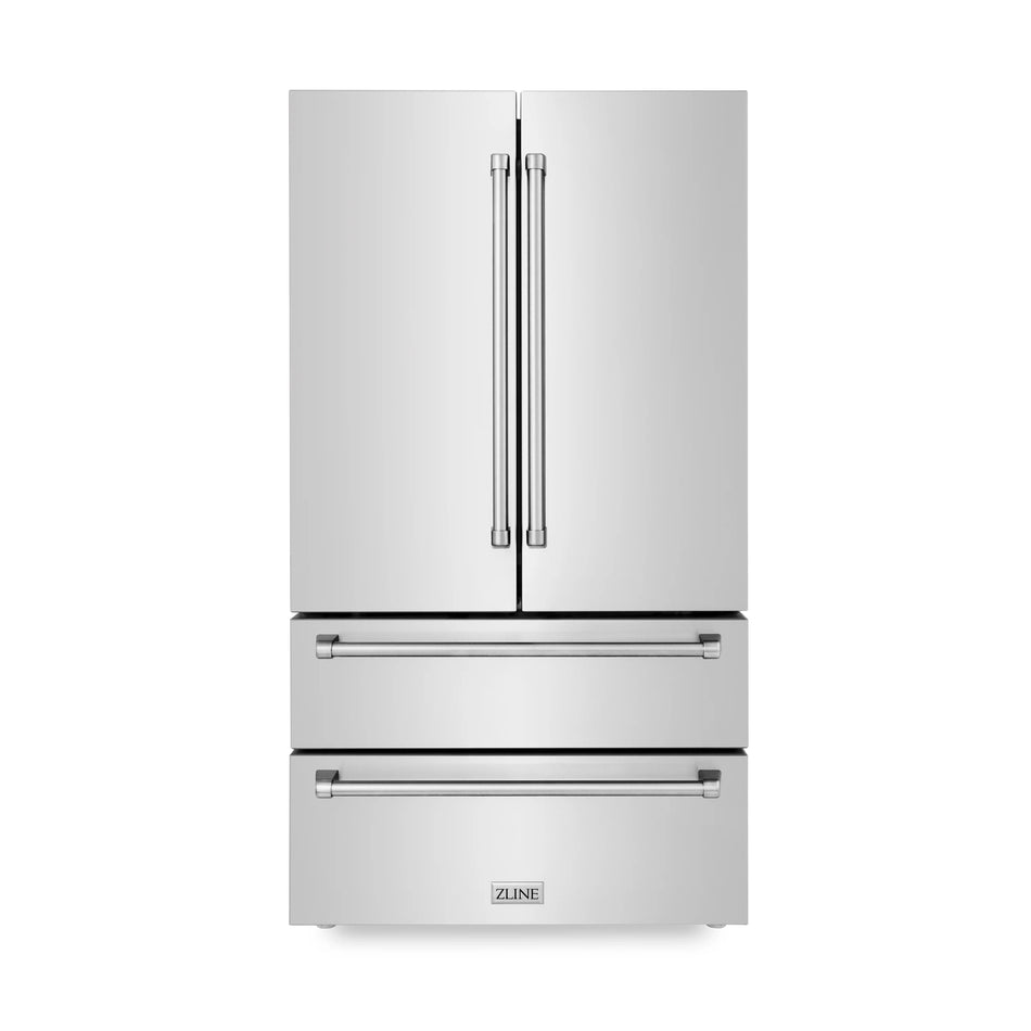 ZLINE 36" 22.5 cu. ft 4-Door French Door Refrigerator with Ice Maker in Fingerprint Resistant Stainless Steel, RFM-36