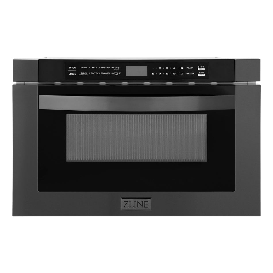 ZLINE 24 in. 1.2 Cu. Ft. Microwave Drawer In Black Stainless Steel, MWD-1-BS