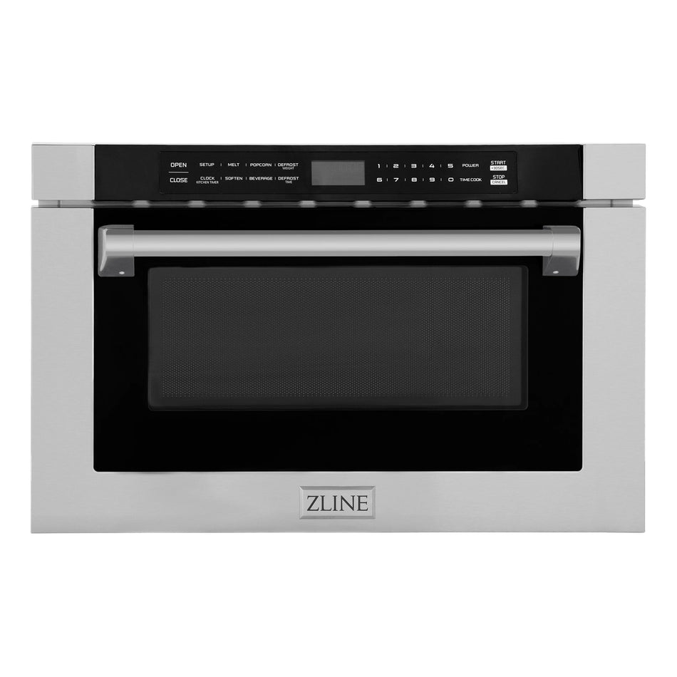 ZLINE 24 In. 1.2 cu. ft. Built-in Microwave Drawer with a Traditional Handle in Stainless Steel, MWD-1-H