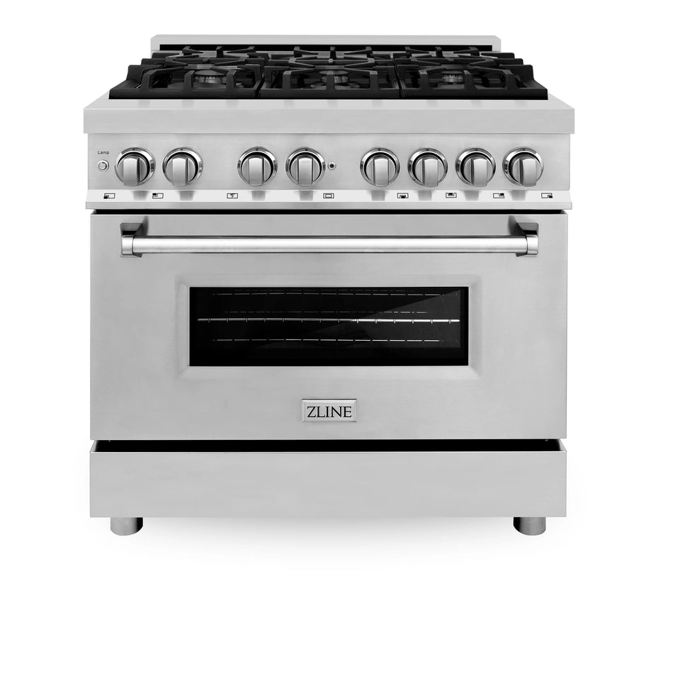 ZLINE Kitchen and Bath 36 in. Professional Gas Burner/Electric Oven Stainless Steel Range, RA36