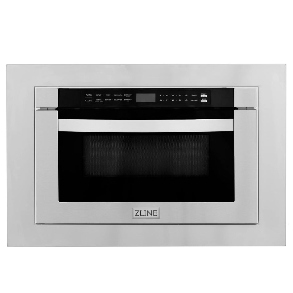 ZLINE 24 in. 1.2 Cu. Ft. Microwave Drawer In Stainless Steel with 30 in. Trim Kit, MWD-TK-30